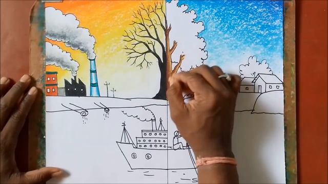 SAVE NATURE DRAWING||SAVE ENVIRONMENT ||POLLUTION DRAWING||SWACHH GANGA смотреть онлайн