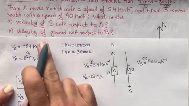 Two parallel rail tracks run north-south. Train A moves north with speed of 54 km/h, and train B mo смотреть онлайн