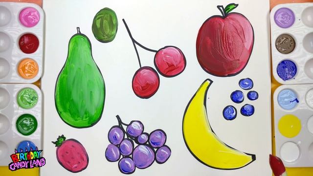 How to Draw and Paint Fruit Coloring Page for Kids to Learn Painting смотреть онлайн