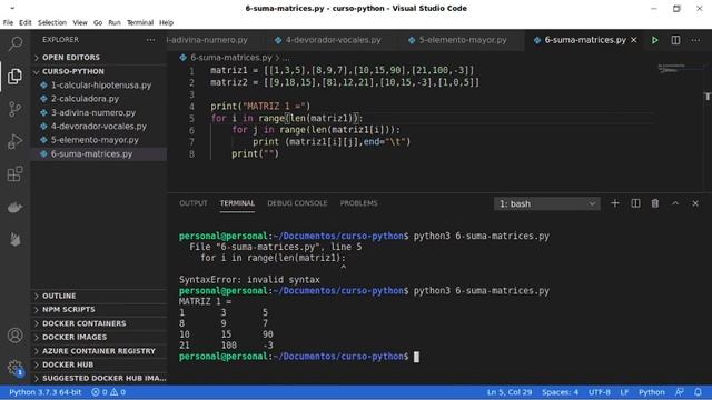 7. Curso de Python 3 con Ejemplos - Suma de Matrices смотреть онлайн