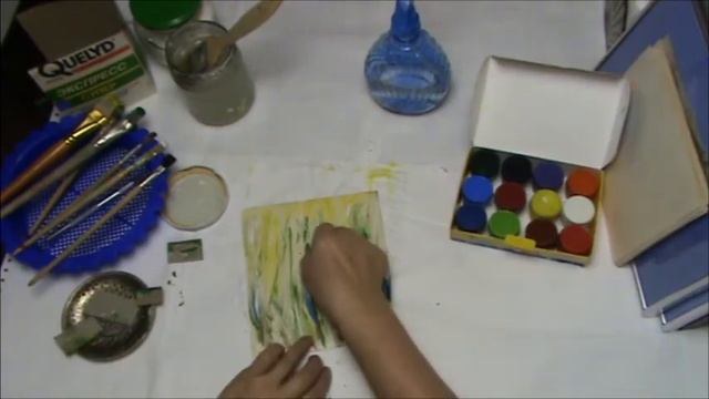 Учимся делать флористические коллажи в технике клей-краски часть 1 (создание фона в стиле вегетация смотреть онлайн