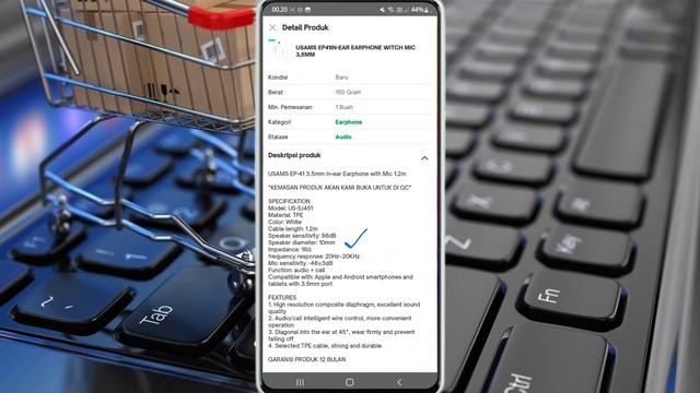 produk branded harga KW! USAMS EP-41 3.5mm In-ear Earphone with Mic 1.2m смотреть онлайн