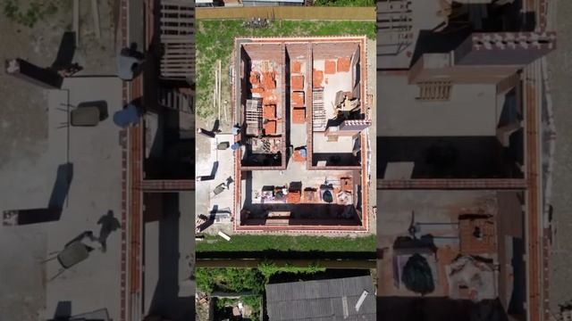 Армопояс. Заливка бетона. #стройка #строительстводома #кирпич #армопояс