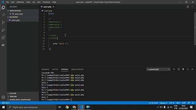 Curso de Programação Web com PHP - Aula 1 - ECHO/Print e Comentários смотреть онлайн