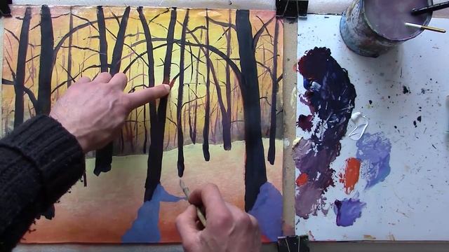 КАК НАРИСОВАТЬ Солнечный день в зимнем лесу | Полный УРОКИ РИСОВАНИЯ | Sunny Day in Winter Forest смотреть онлайн