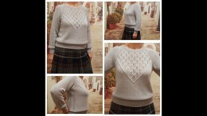 Кофточка "Праздничная" связанная спицами регланом сверху. Вязание рукавов. Готовая работа.