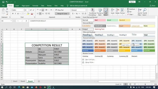 Cell Styles in MS EXCEL смотреть онлайн
