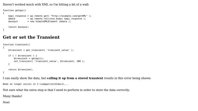 Wordpress: Storing an XML Response (Transient)? смотреть онлайн