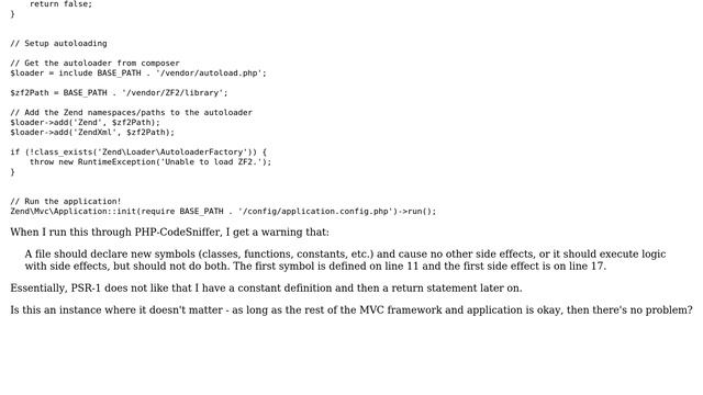 How bad is it that my index.php in a Zend Framework MVC application mixes definitions and side... смотреть онлайн