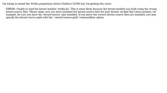 Error installing Nvidia proprietary driver on Fedora 18 смотреть онлайн