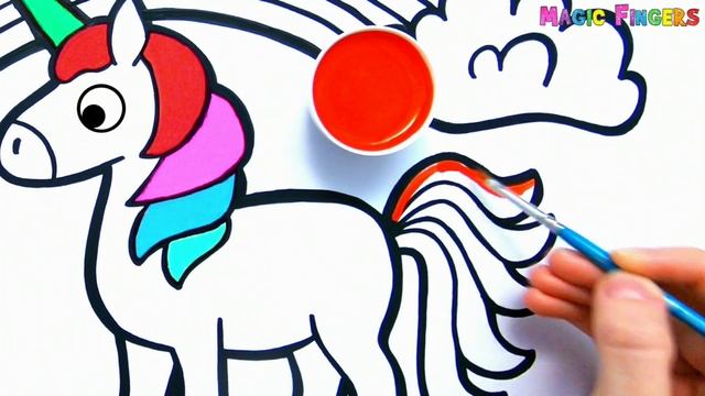 Unicorn with Rainbow Drawing, Painting and Coloring for Kids & Toddlers | Simple Paintings #206 смотреть онлайн