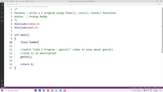 floor ceil round in C Telugu | c programming | Program 16 смотреть онлайн