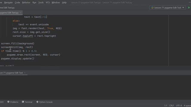 Lesson 71 pygame Edit Text. Python Programming. смотреть онлайн