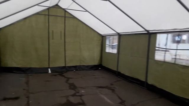Палатка каркасно-тентовая 5,35х10м с комбинированым тентом ПВХ и брезент. Ч2 смотреть онлайн
