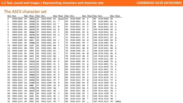 9. CAMBRIDGE IGCSE (0478-0984) 1.2 Representing characters and character sets смотреть онлайн