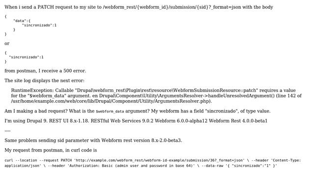 Drupal: RuntimeException when patch submission. Module Webform Rest смотреть онлайн