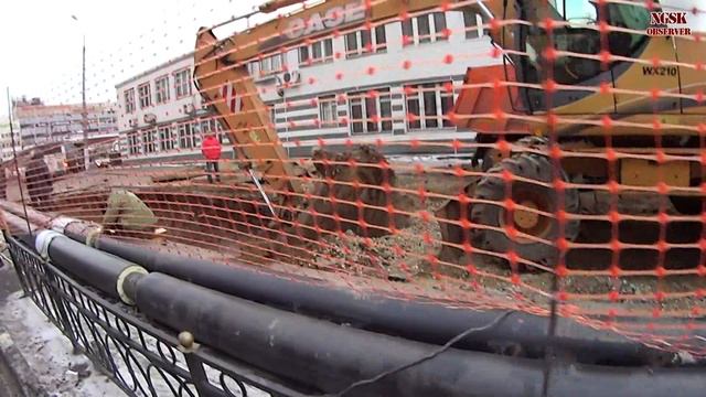 Ногинск Ремонт трубопровода Стройплощадка на фонтанной площади Декабрь 2020 года смотреть онлайн