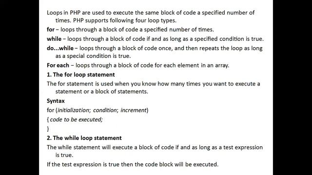 Php decession making,loops, array, string смотреть онлайн