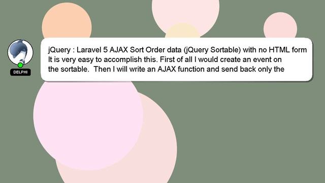 jQuery : Laravel 5 AJAX Sort Order data (jQuery Sortable) with no HTML form смотреть онлайн