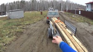 Везем 6 метров досок на Лада 4х4 с прицепом Крепыш. Нива как всегда выручила!!!