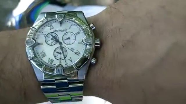 Часы мужские Roberto Cavalli diamond белый циферблат хронографы, нержавеющая сталь, корпус 44мм смотреть онлайн