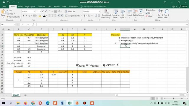 Belajar Perhitungan Manual Artificial Neural Network Perceptron di Ms Excel смотреть онлайн