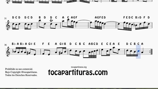 Badinerie Notes Sheet Music in A minor Treble Clef Flute Violin Recorder Oboe смотреть онлайн