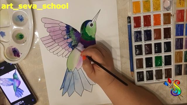 Kolibri Rəsmin çəkilməsi | Рисуем Колибри