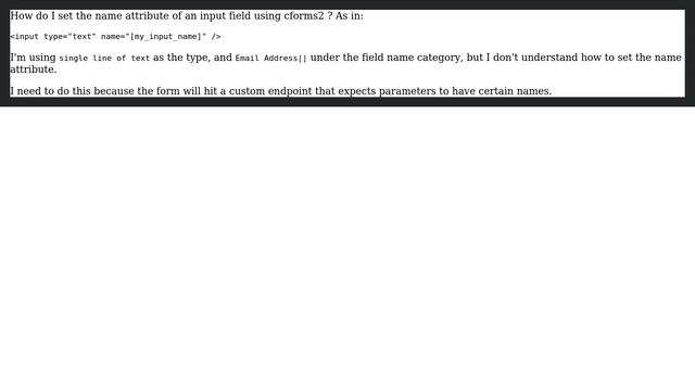 Wordpress: Setting the value for the name attribute with cforms input fields смотреть онлайн