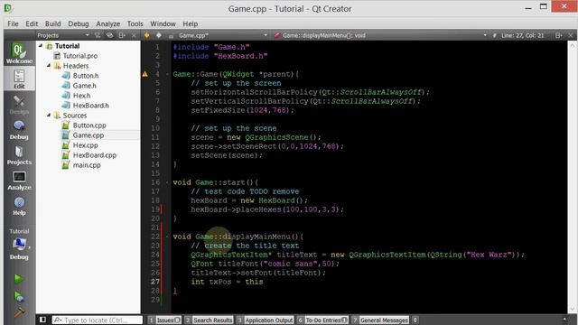 C++ Qt Game Tutorial 24 - Implementing the Button Class (Part 2) смотреть онлайн