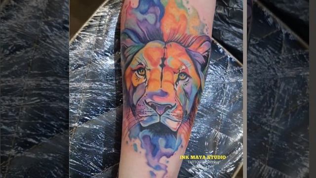 lion tattoo water color effects смотреть онлайн