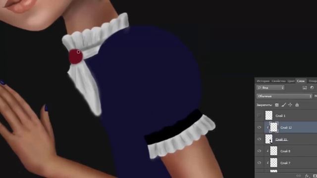 Ведьмочка с тыквой. Рисунок Photoshop. смотреть онлайн