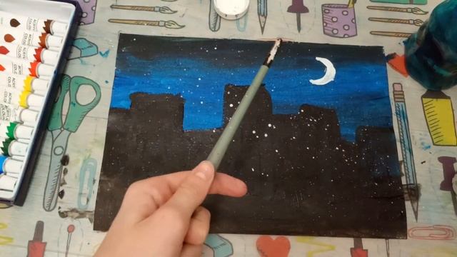 Рисуем Ночной Город. Как акварелью нарисовать ночной город? смотреть онлайн