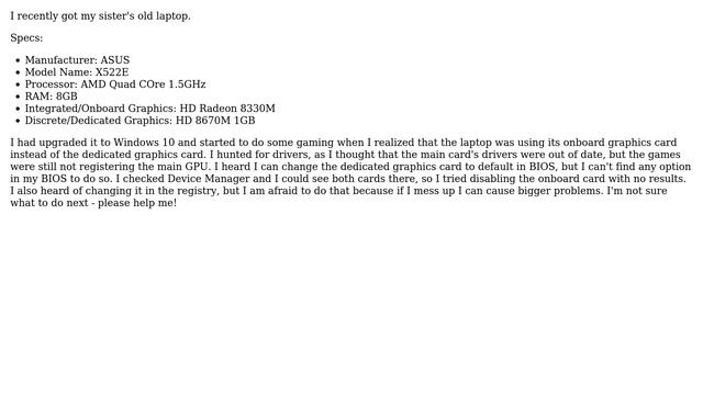 ASUS laptop not using dedicated graphics card after Windows 10 upgrade смотреть онлайн