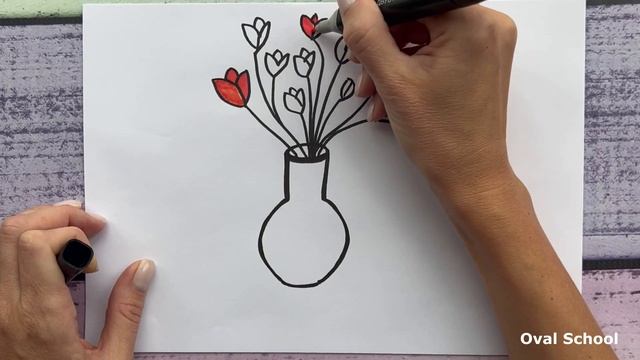 Как нарисовать ЦВЕТЫ / БУКЕТ ЦВЕТОВ / FLOWERS / 8 марта смотреть онлайн