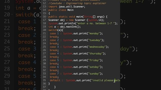 print weekdays in java using switch statement (short) смотреть онлайн