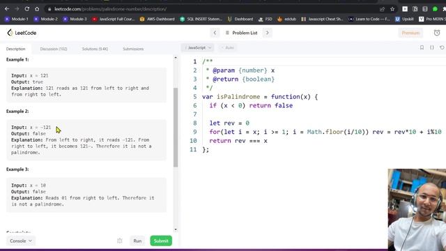 #leetcode #9 Palindrome Number in Javascript Code Fastest Solution смотреть онлайн