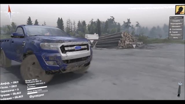 Обзор модов на SpinTires (Ford Ranger 2016). смотреть онлайн