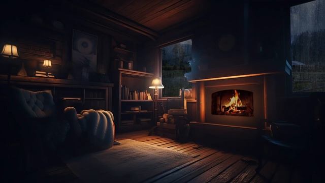дождь и звуки камина ночью смотреть онлайн