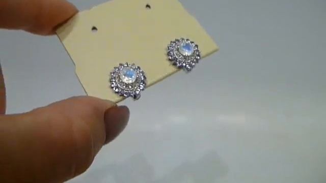 Серьги с натуральным лунным камнем, танзанитом и белым топазом Серебро 925 смотреть онлайн