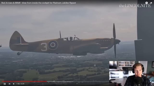 Californian Reacts | Red Arrows, Spitfires, Lancaster Bomber Platinum Jubilee Flypast - Cockpit Vie смотреть онлайн