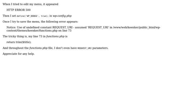 Notice: Use of undefined constant REQUEST_URI - assumed 'REQUEST_URI' in ....functions.php on... смотреть онлайн
