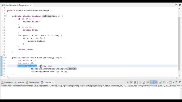 Print all Prime Numbers within Given Range using Java Stream API смотреть онлайн