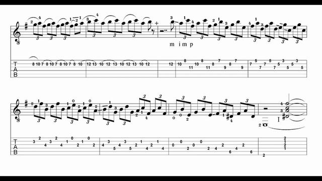 Toccata e Fuga Bach Guitar TAB + Score смотреть онлайн