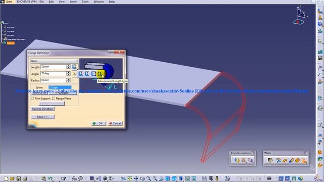 Catia V5 Tutorial|Creating Flange|Basic|Trim Support And Flange Plane|Sheetmetal Workbench