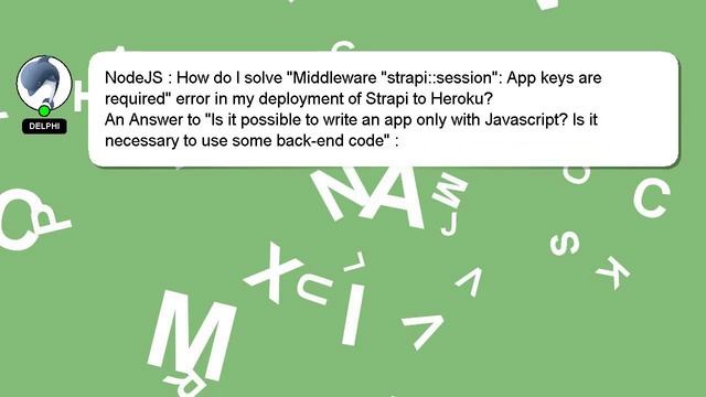 NodeJS : How do I solve "Middleware "strapi::session": App keys are required" error in my deploymen смотреть онлайн
