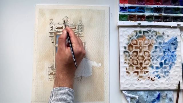 Деревянный наличник акварелью. Полный, подробный урок из марафона "Окно Домой" смотреть онлайн