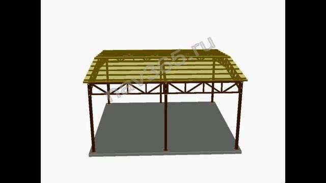 Навес автомобильный Двускатный - Презентация 3D макета