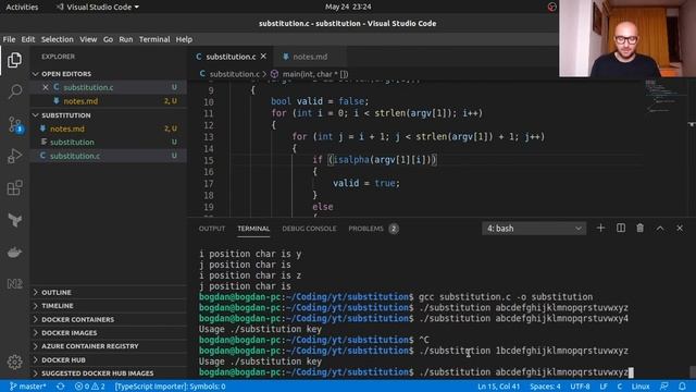 How to encrypt messages (Substitution cipher) - C Programming смотреть онлайн