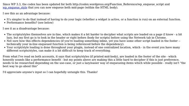 Wordpress: Enqueueing Scripts/Styles mid-page смотреть онлайн